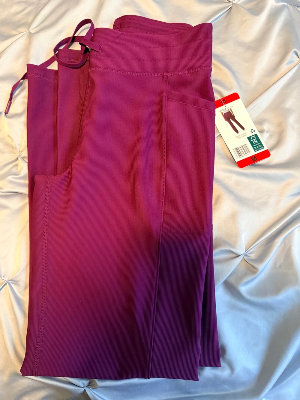 Women’s Wide Leg Ribbed Pants in Magenta — Comfortable Everyday Wear